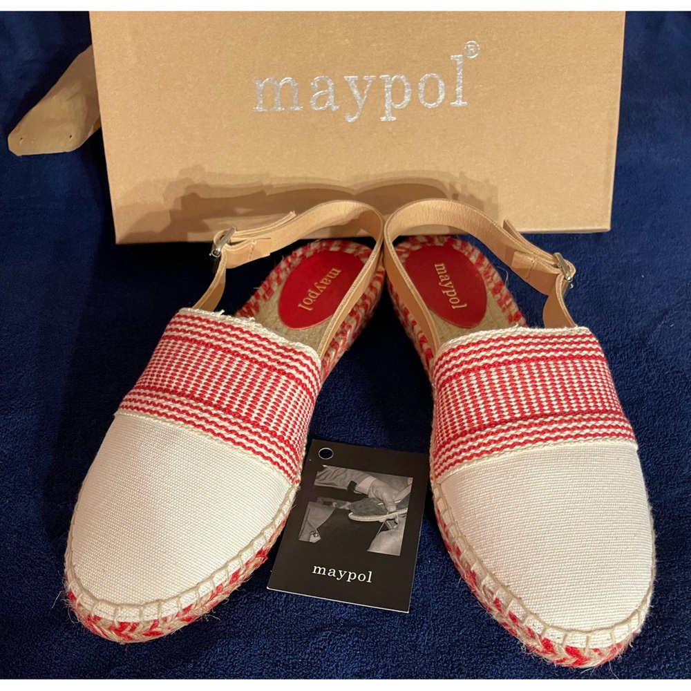 Anthropologie x Maypol Sonny Slingback Red and White Espadrilles NWT SZ 10 - Picture 8 of 16